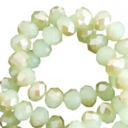 Abalorios de vidrio rondelle Facetados 6x4mm - Margarita green-half champagne pearl high shine coating